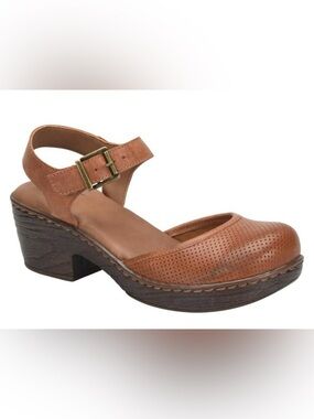 boc Brown Ankle-Strap Wedge Clogs